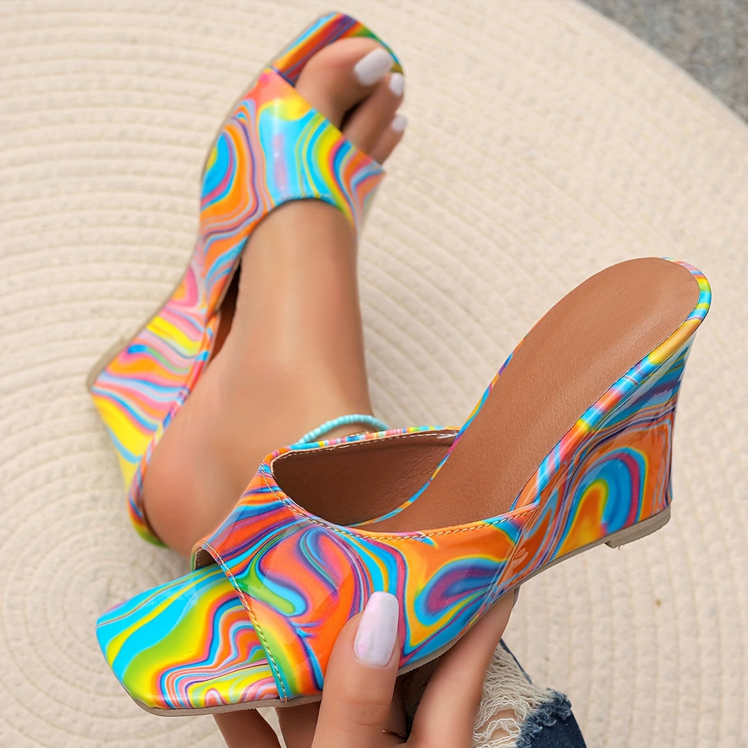 Macarro Abstract Leather Wedge