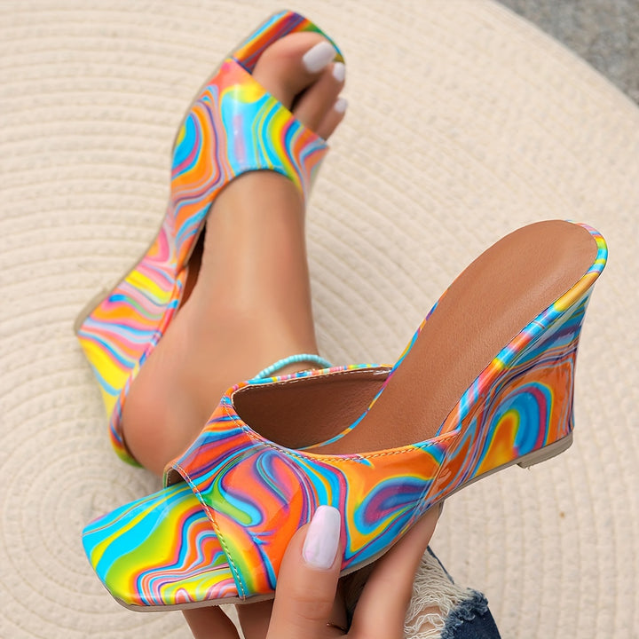 Macarro Abstract Leather Wedge