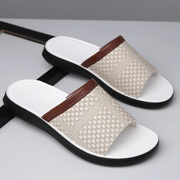Arcangelo Stitched Leather Slide