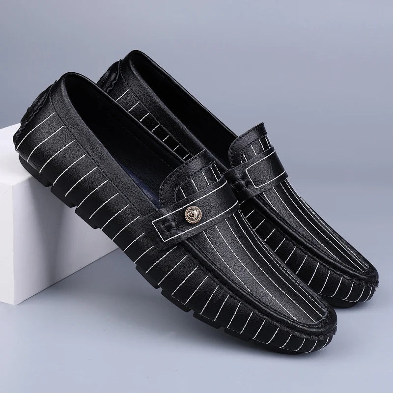 Milanese Striped Drivers Loafer
