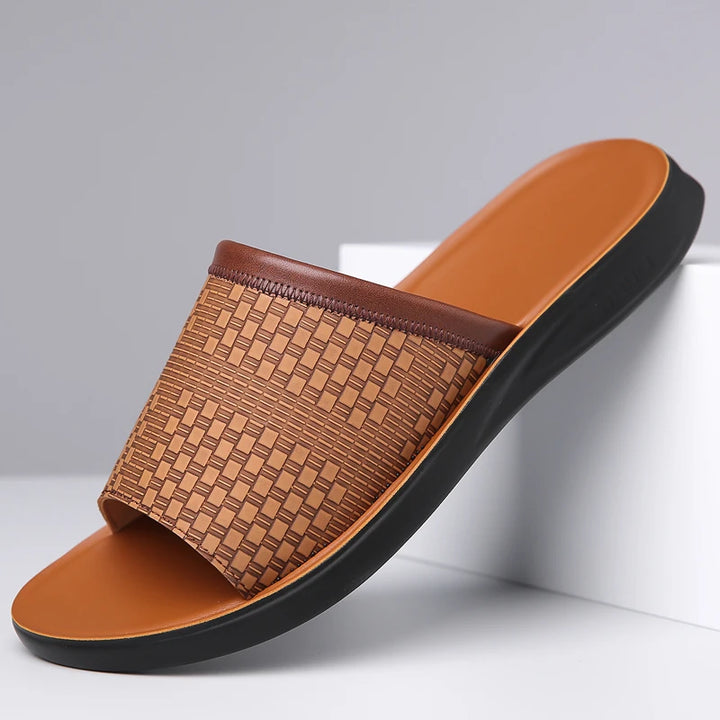 Arcangelo Stitched Leather Slide