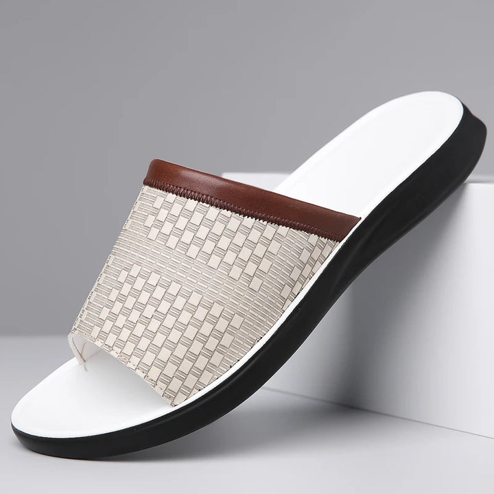 Arcangelo Stitched Leather Slide