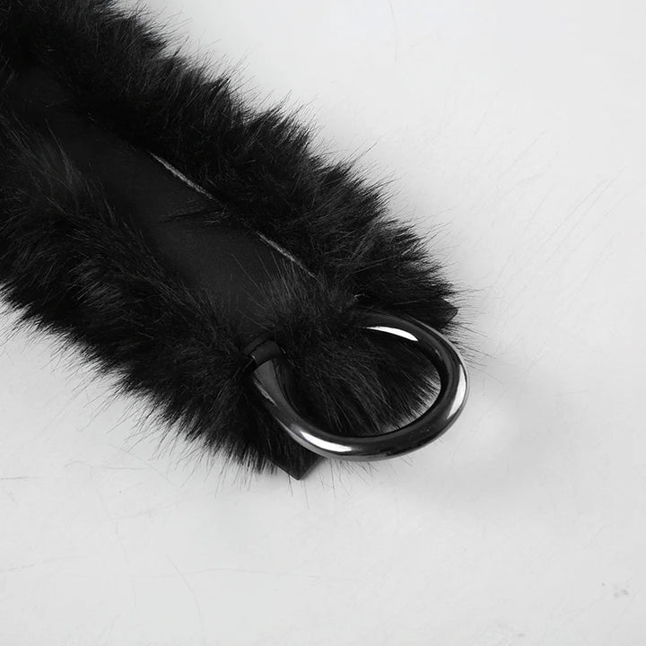 Vivian Faux Fur-Trimmed Leather Belt