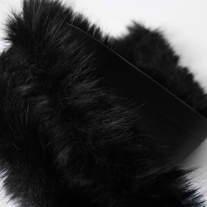 Vivian Faux Fur-Trimmed Leather Belt