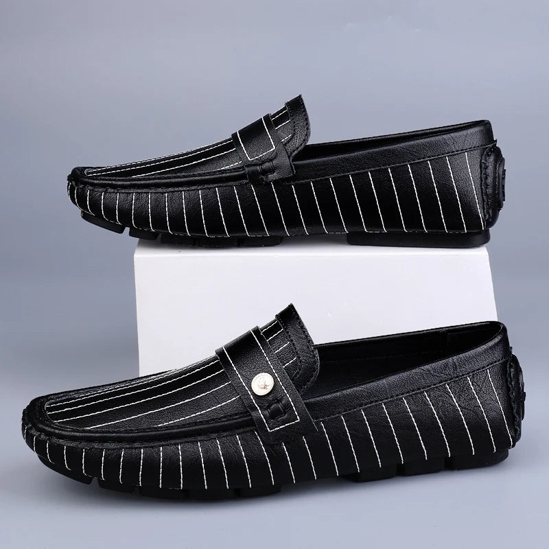 Milanese Striped Drivers Loafer