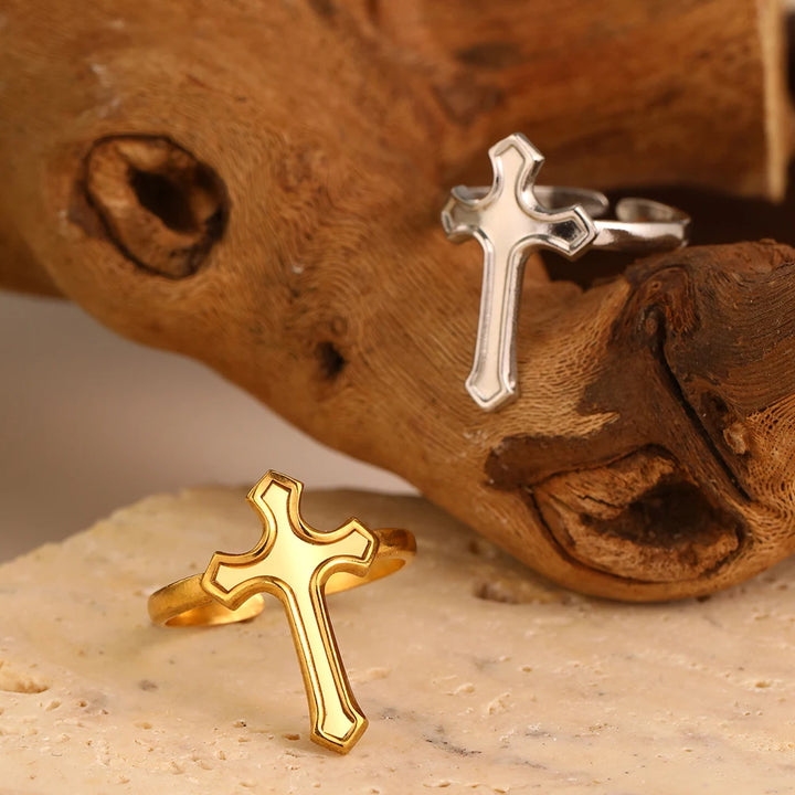 Divinus Stainless Steel Cross Ring