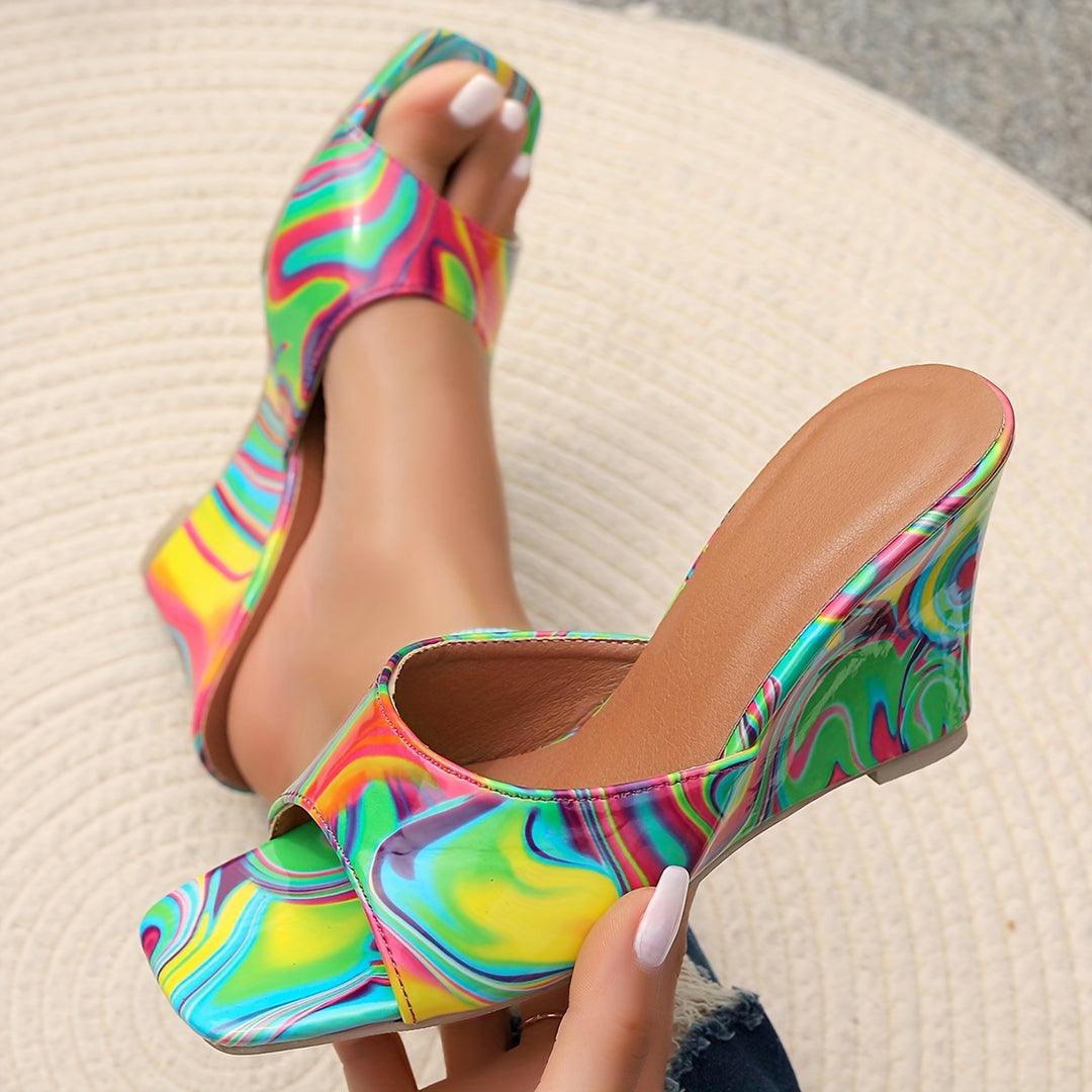 Macarro Abstract Leather Wedge