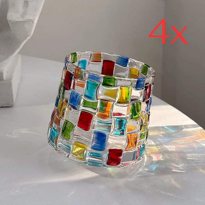 Lyra Basket Textured Colorful Glass Cup