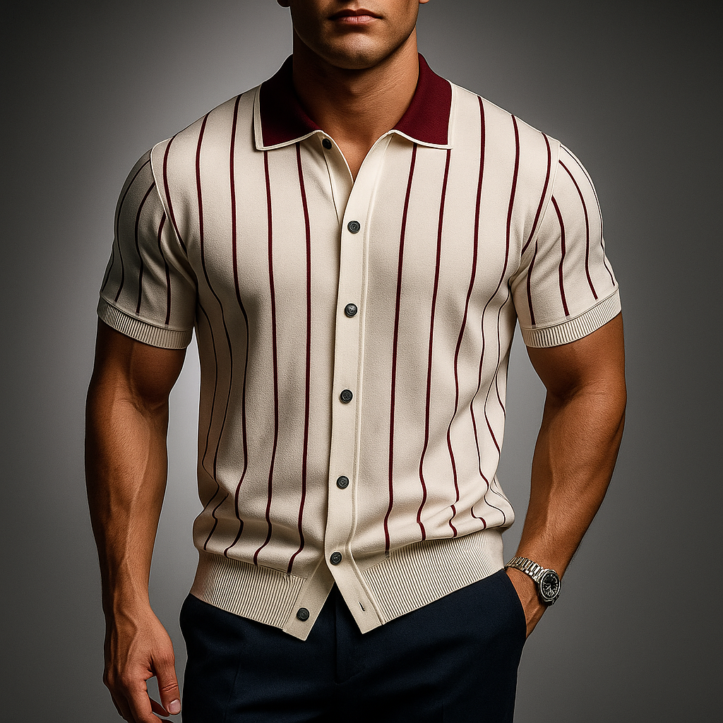 Champlain Striped Knit Polo