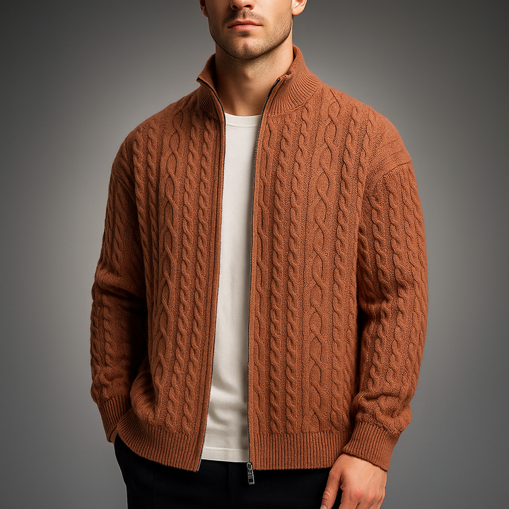 Lindmere Cable-Knit Zip Cardigan