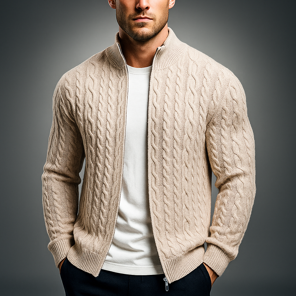 Lindmere Cable-Knit Zip Cardigan