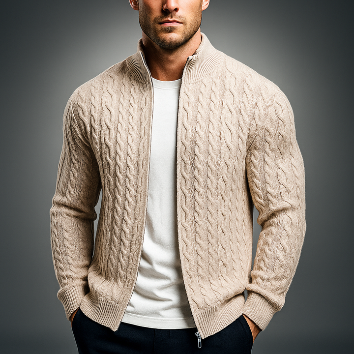 Lindmere Cable-Knit Zip Cardigan