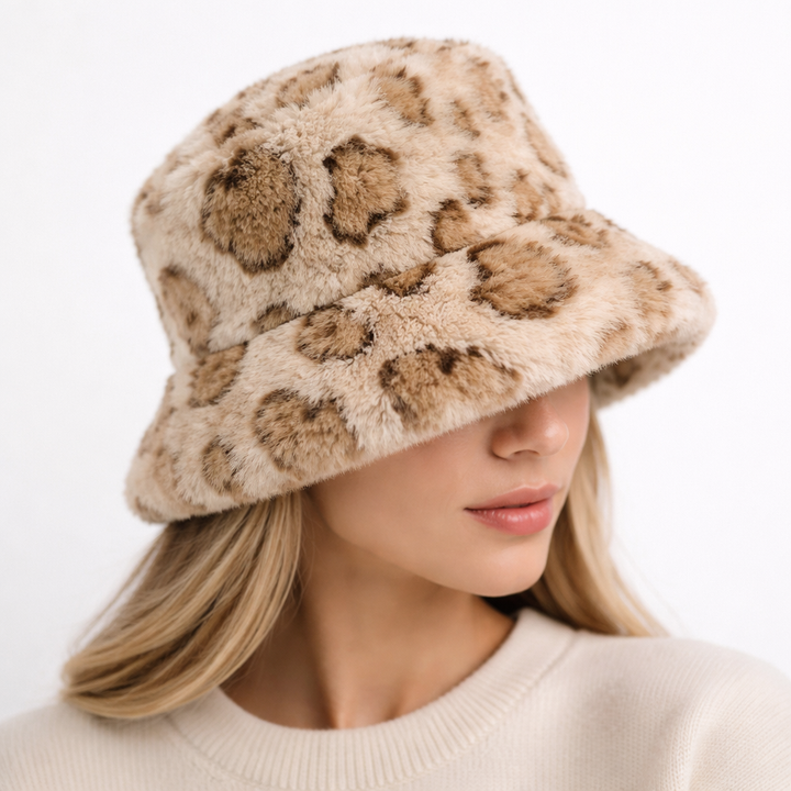 Elowen Leopard Fur Bucket Hat
