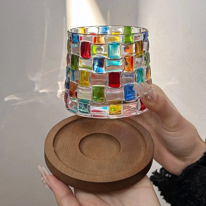 Lyra Basket Textured Colorful Glass Cup