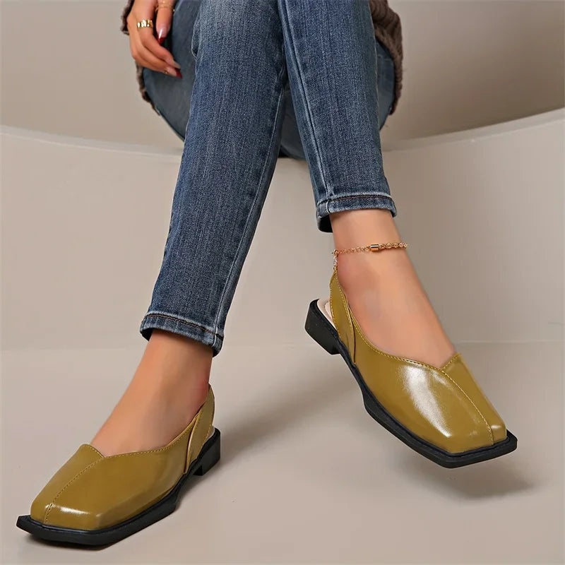 Veronica - Square-Toe Slingback Flat