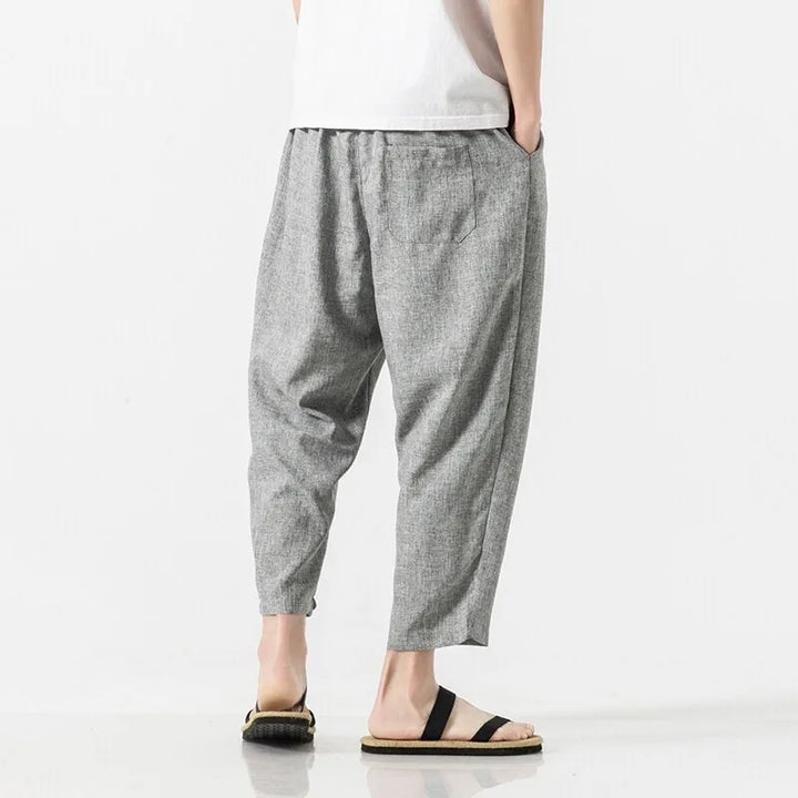 Hoshin Cropped Linen Trousers