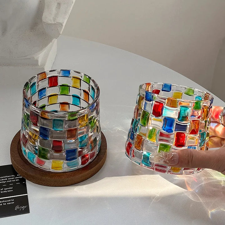 Lyra Basket Textured Colorful Glass Cup