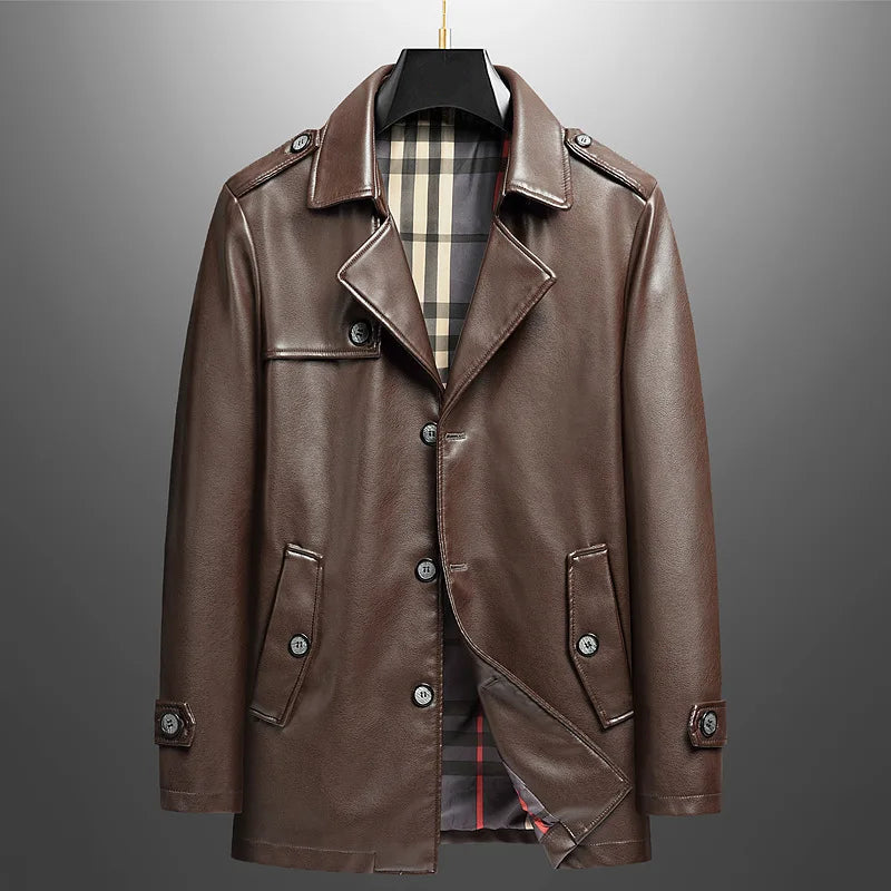 Investigator Leather Trench Coat
