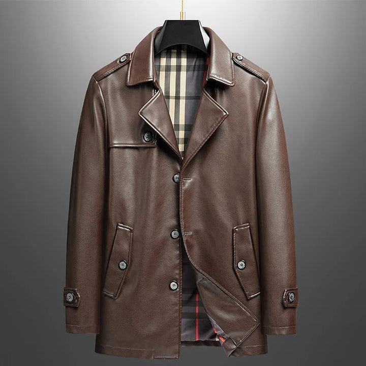 Investigator Leather Trench Coat