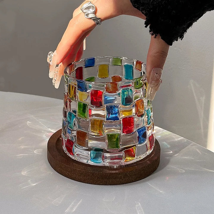 Lyra Basket Textured Colorful Glass Cup
