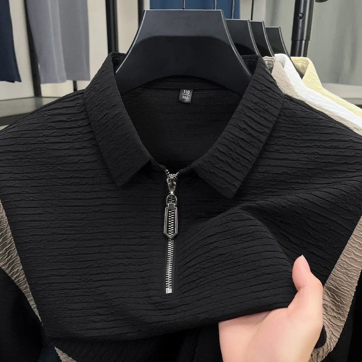 Harper - Quarter Zip Spliced Polo Shirt
