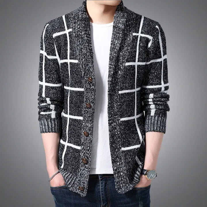 Saville Windowpane Shawl Cardigan