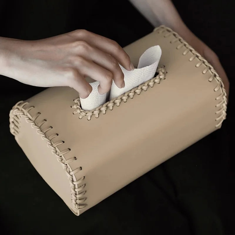 Cherokee Leather Tissue Box