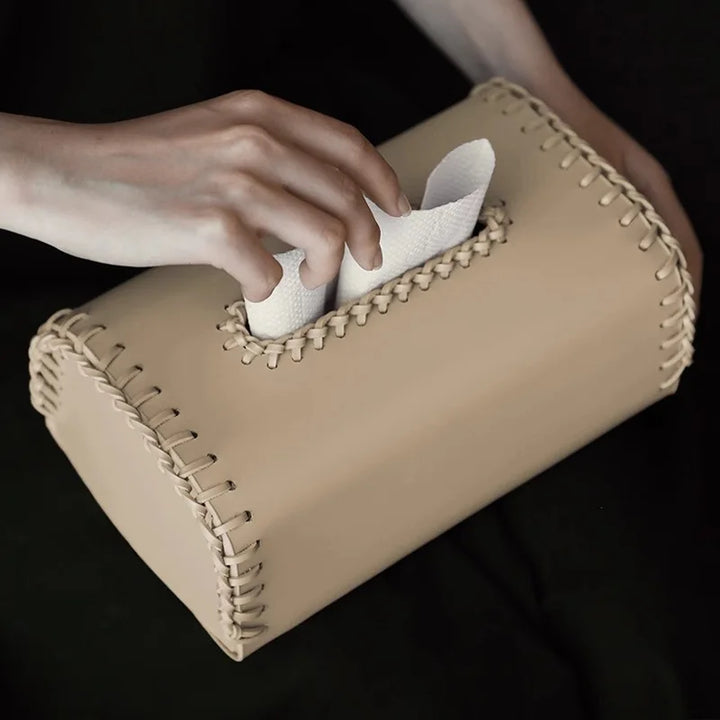 Cherokee Leather Tissue Box
