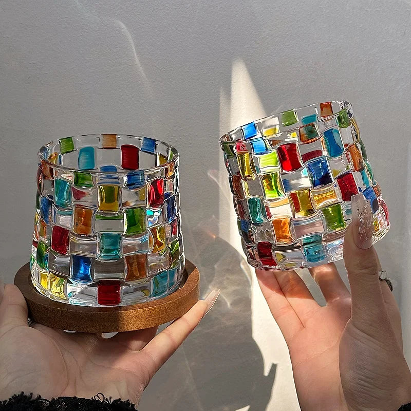 Lyra Basket Textured Colorful Glass Cup