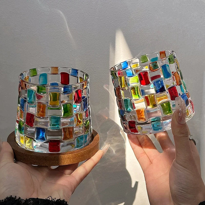 Lyra Basket Textured Colorful Glass Cup