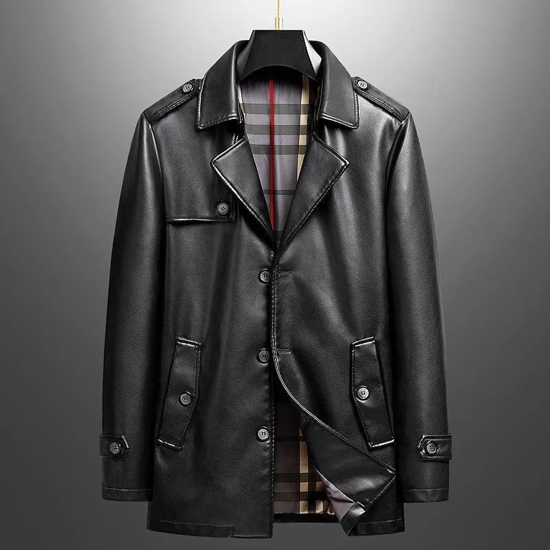 Investigator Leather Trench Coat