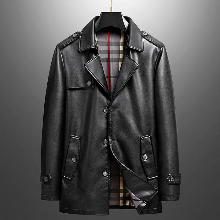 Investigator Leather Trench Coat