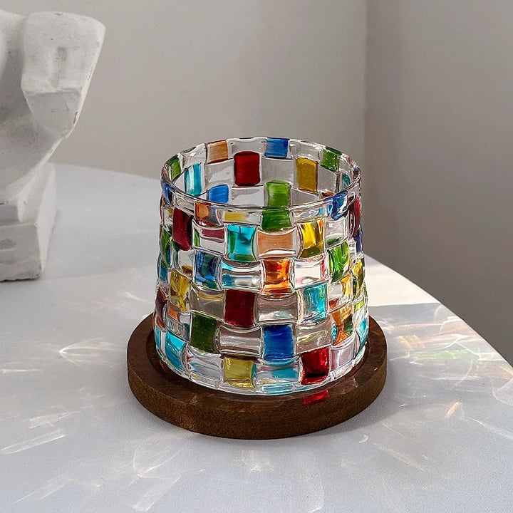 Lyra Basket Textured Colorful Glass Cup
