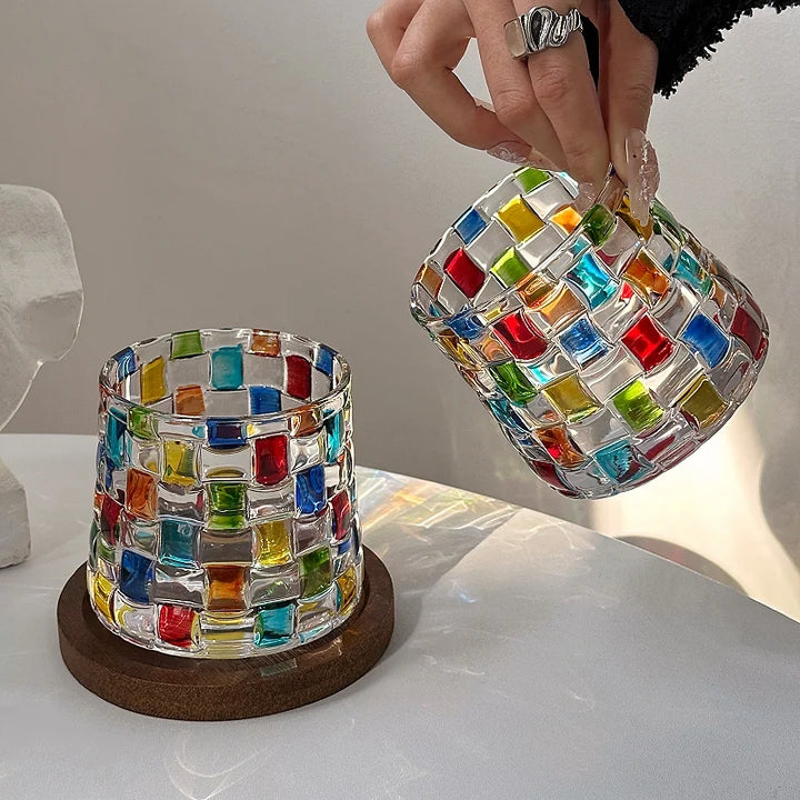 Lyra Basket Textured Colorful Glass Cup