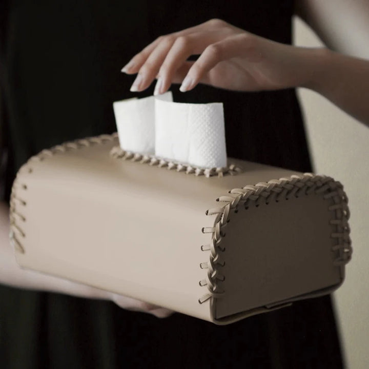 Cherokee Leather Tissue Box