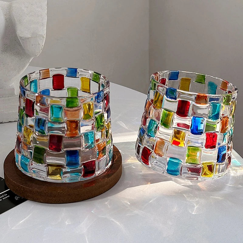 Lyra Basket Textured Colorful Glass Cup