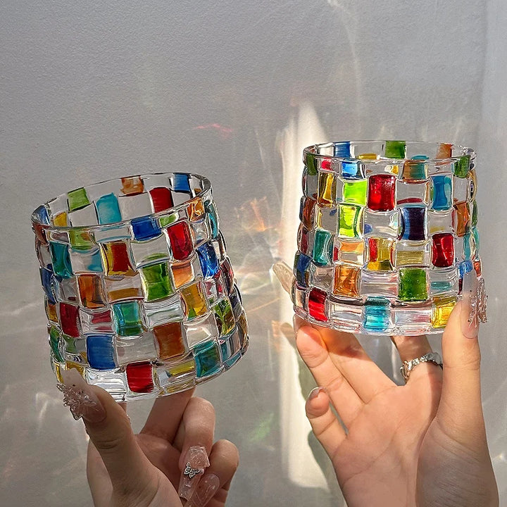 Lyra Basket Textured Colorful Glass Cup