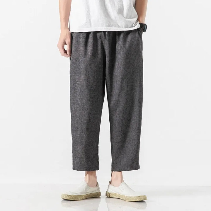 Hoshin Cropped Linen Trousers