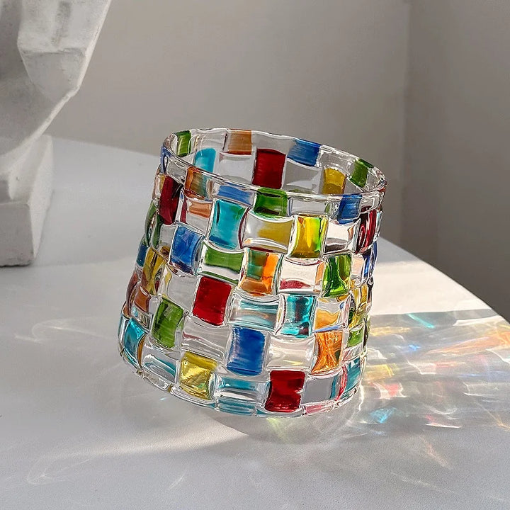 Lyra Basket Textured Colorful Glass Cup