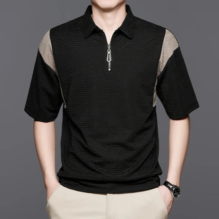 Harper - Quarter Zip Spliced Polo Shirt