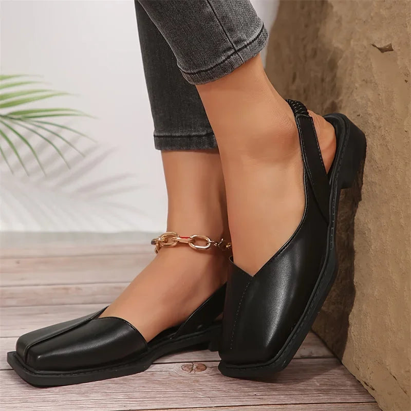 Veronica - Square-Toe Slingback Flat