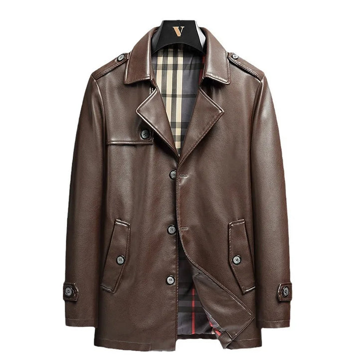 Investigator Leather Trench Coat