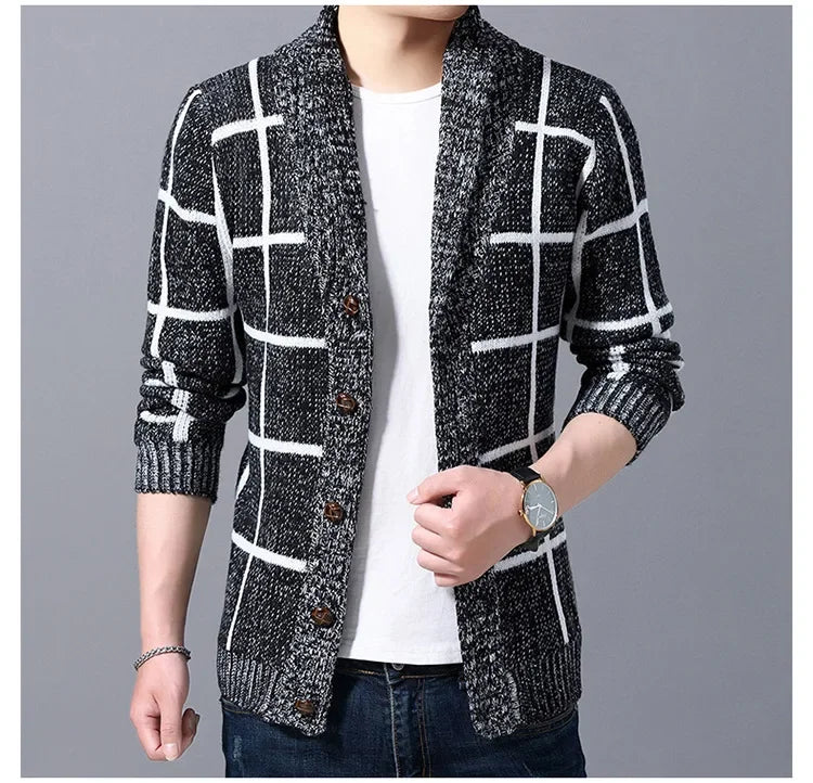 Saville Windowpane Shawl Cardigan